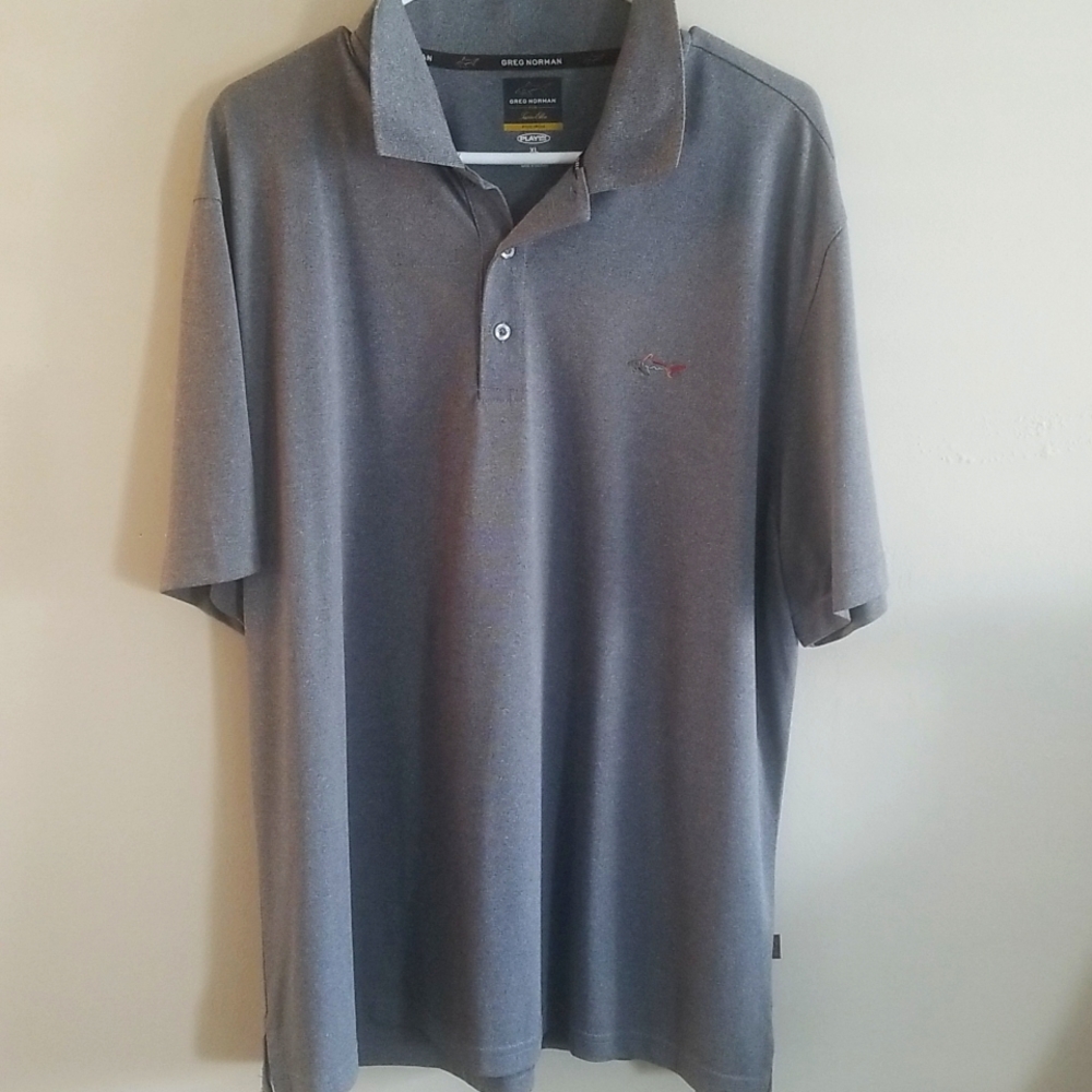 Greg Norman gray golf polo